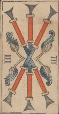 Três de Paus, baralho Marselha de Payen