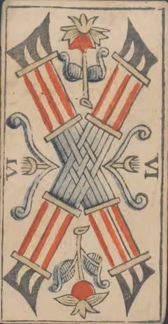 Seis de Paus, baralho Marselha de Payen