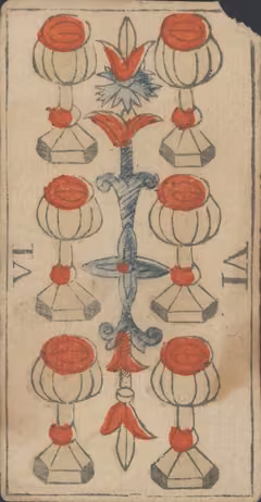 Seis de Copas, baralho Marselha de Payen