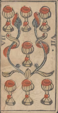 Sete de Copas, baralho Marselha de Payen