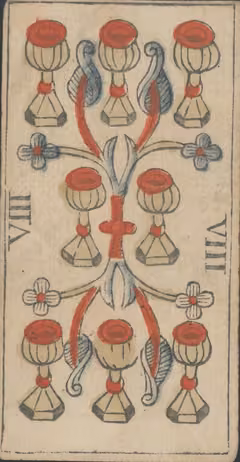 Oito de Copas, baralho Marselha de Payen