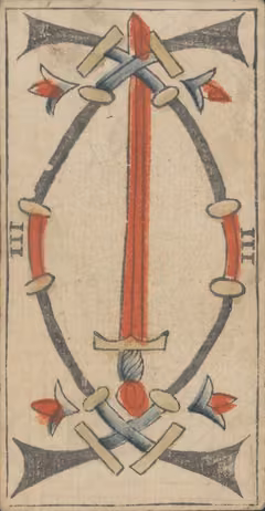 Três de Espadas, baralho Marselha de Payen