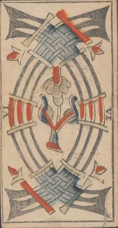 Seis de Espadas, baralho Marselha de Payen