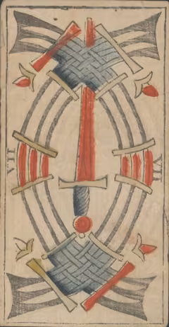 Sete de Espadas, baralho Marselha de Payen