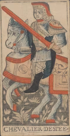 Cavaleiro de Espadas, baralho Marselha de Payen